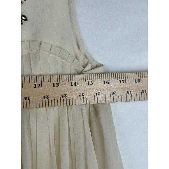 INC Womens Irina Capsule 8 Cream Bejeweled Neckline Sleeveless Dress 100% Silk - Picture 4 of 14